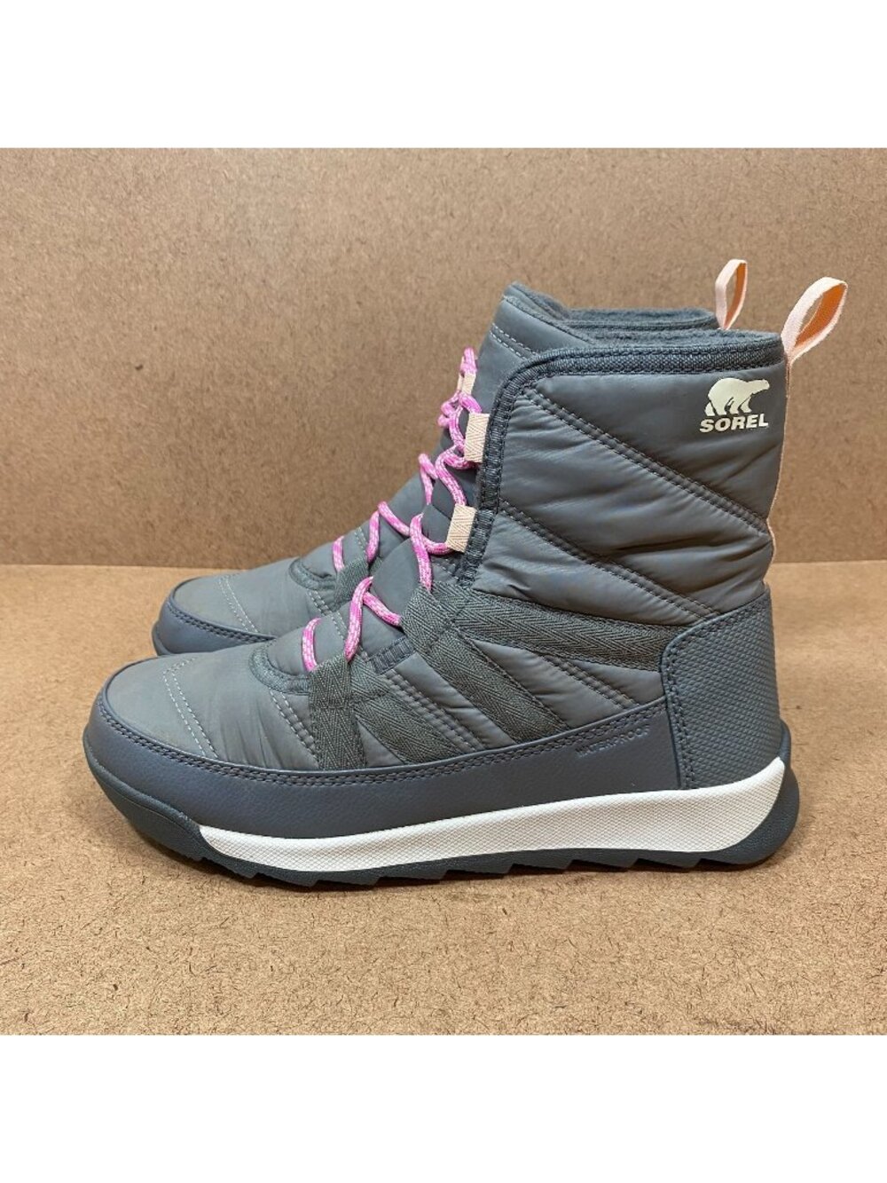 Sorel Youth Whitney ll MicroFleece Lining Waterproof Winter Boots Gray Pink SZ 4